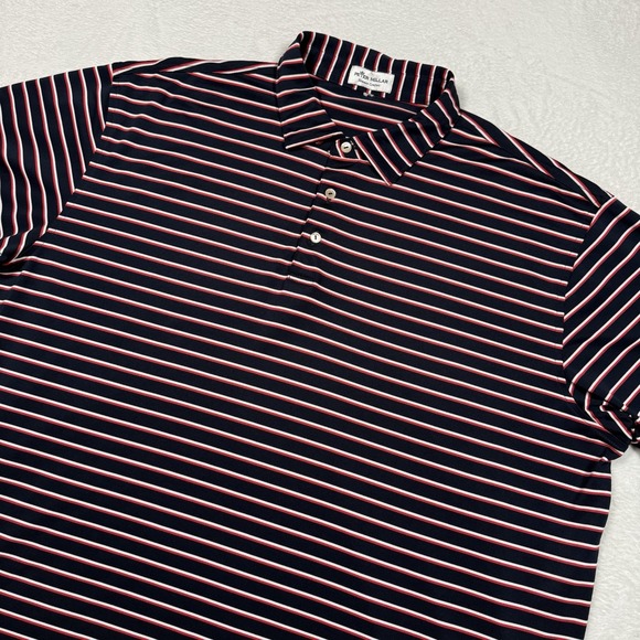 Peter Millar Mens Size  XXL Blue Red Striped Short Sleeve Summer Comfort Polo - Picture 1 of 9